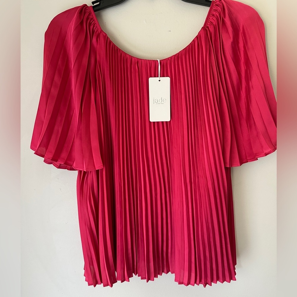 Jade Johnny Was Nwt Georginna Pleated Blouse Top Pink